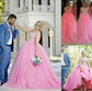 Train Sleeveless Sweetheart Pearls Sweep/Brush Gown Ball Tulle Plus Size Dresses