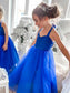 Tulle Tea-Length Ruffles A-Line/Princess Halter Sleeveless Flower Girl Dresses