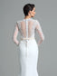 Long Sleeves Lace Trumpet/Mermaid Long Jewel Satin Wedding Dresses