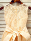 A-Line/Princess Sleeveless Scoop Sash/Ribbon/Belt Tea-Length Lace Flower Girl Dresses