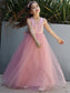 Bowknot Sleeveless A-Line/Princess Tulle V-neck Floor-Length Flower Girl Dresses