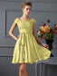 Short Short A-Line/Princess Scoop Sleeves Lace Chiffon Bridesmaid Dresses