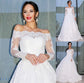 Bateau Sleeves Gown Lace Ball Long Floor-Length Wedding Dresses