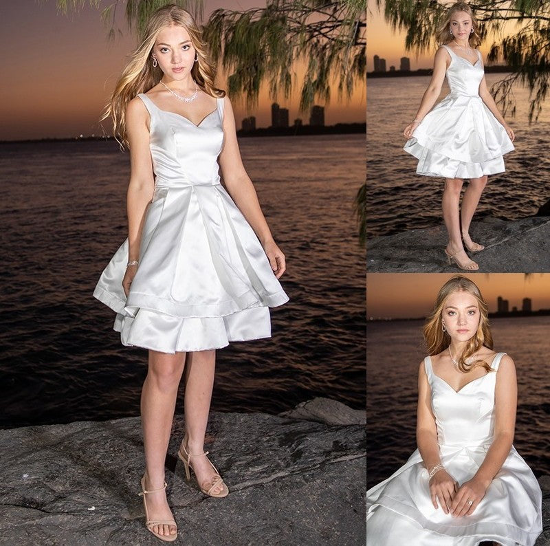 Satin Sleeveless A-Line/Princess Ruffles Sweetheart Short/Mini Homecoming Dresses