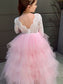 Tulle Lace Ankle-Length Scoop Sleeves A-Line/Princess 3/4 Flower Girl Dresses