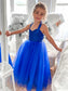 Tulle Tea-Length Ruffles A-Line/Princess Halter Sleeveless Flower Girl Dresses