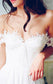 A Line Chiffon Sweetheart Lace Off the Shoulder Beach Wedding Dresses with Pleats JS276